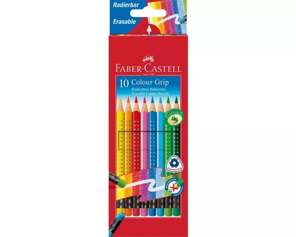 Faber-Castell Farbstifte Colour Grip radierbar 10er Kartonetui