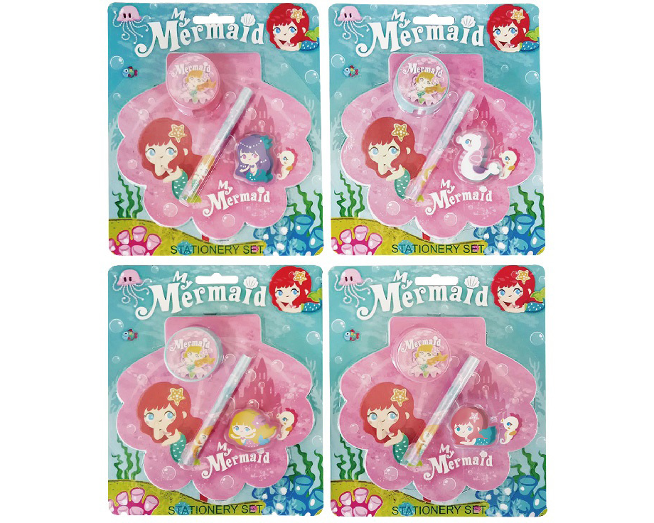 ROOST Schreibset 4 ass. MDST-003 Meerjungfrau 186x160mm