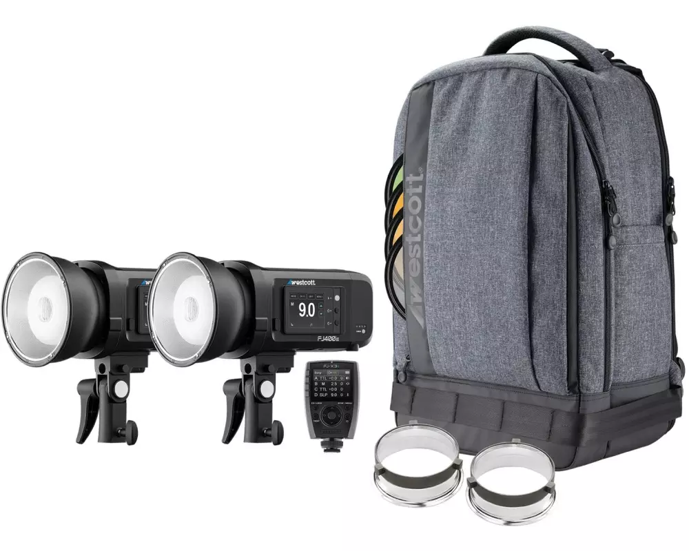 Westcott Blitzgerät FJ400 II Strobe 2-Light Rucksack-Set