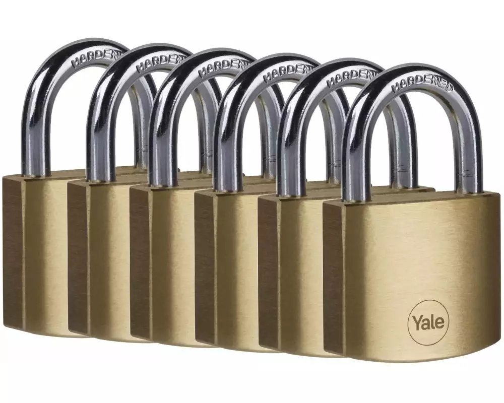 Yale Vorhängeschloss Y110B 40/22 6er-Set Messing/Stahl
