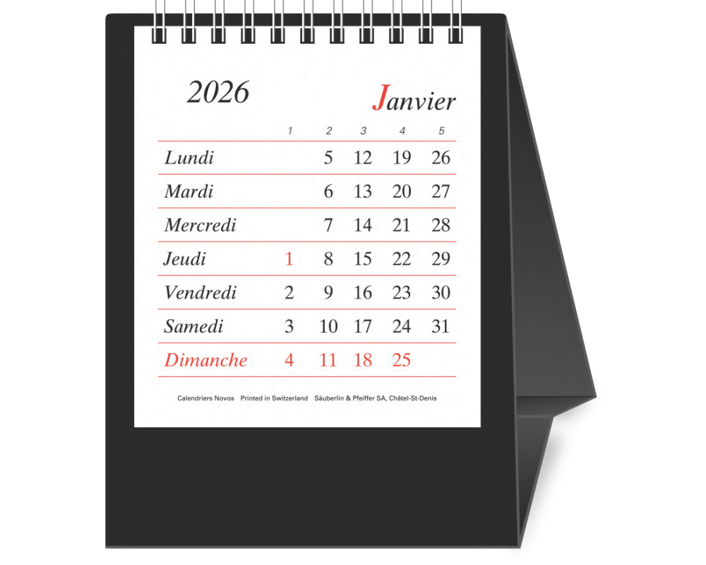 NOVOS Tischkal. Pro Bristol F. 2026 508059 1M/1S schwarz FR 11.5x14cm