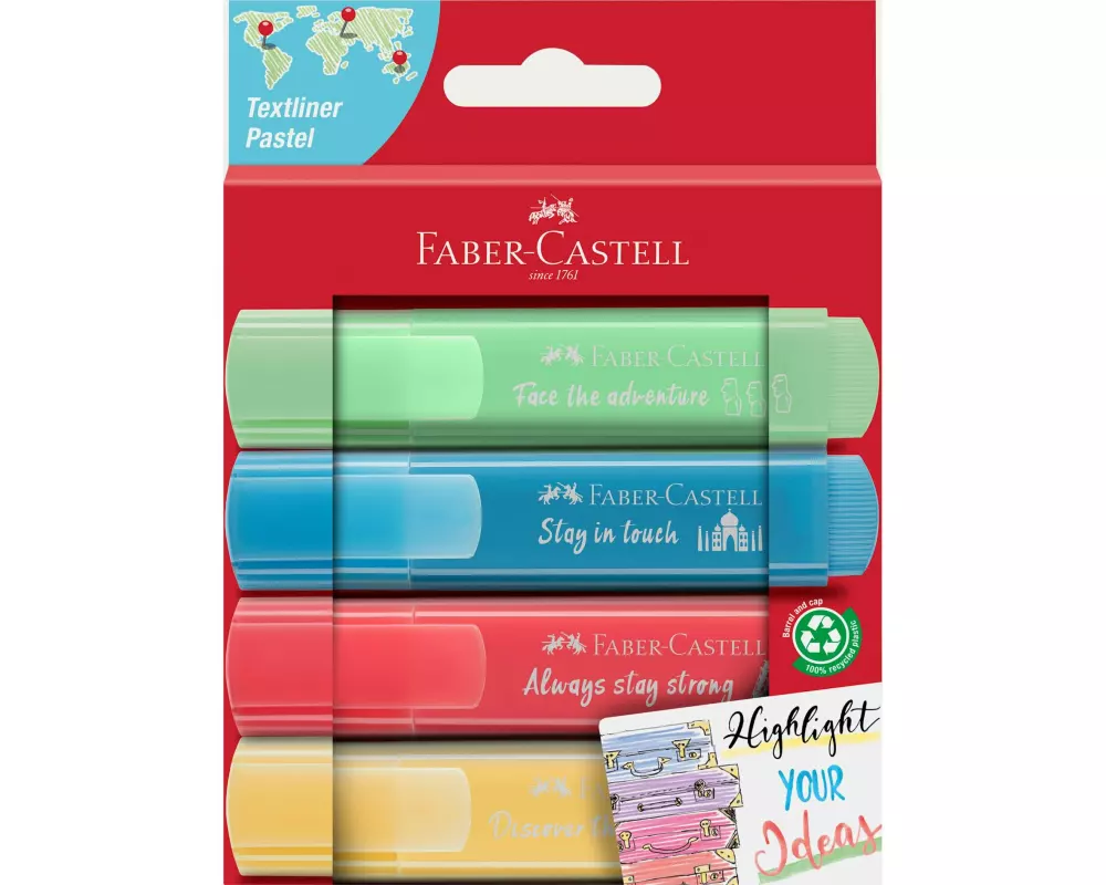 Faber-Castell Textmarker Pastell 4er Etui