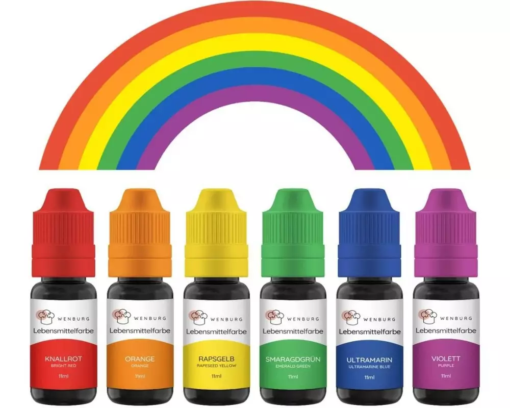Wenburg Lebensmittelfarbe hochkonzentriert Mehrfarbig, 6 x 11 ml