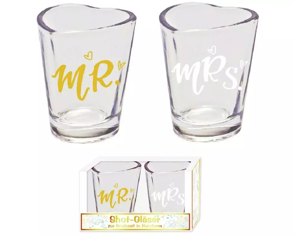 Trendcompany Schnapsgläser Mr & Mrs (2er Set)
