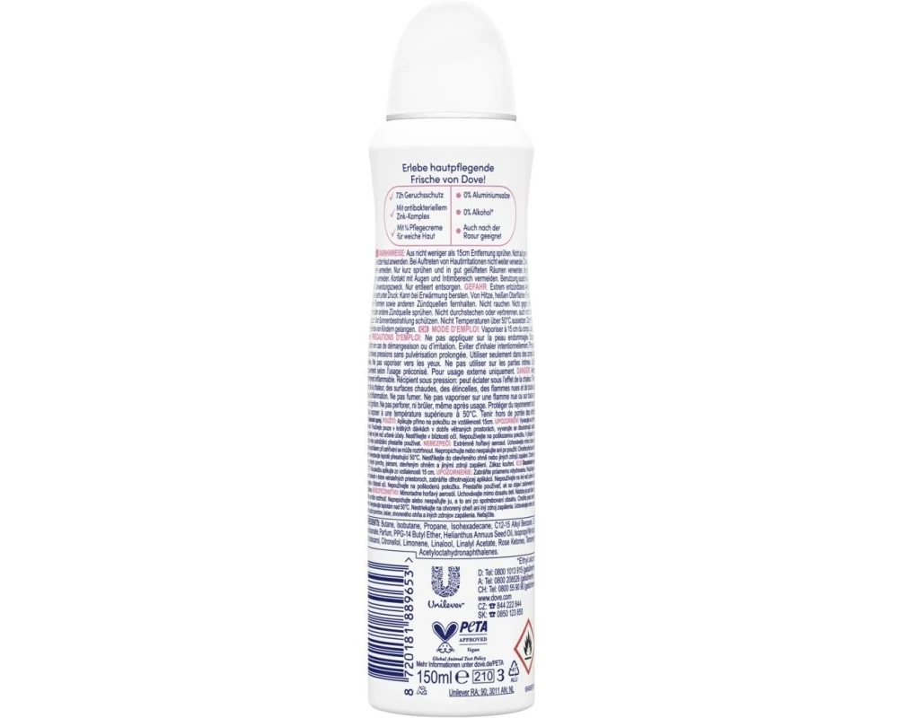 Dove Fresh + Care 0% Aerosol Rose 150 ml