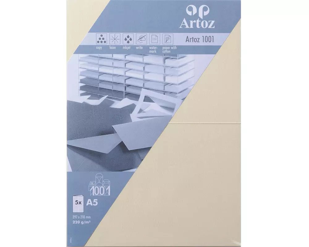 Artoz Blankokarte 1001, A5, 5 Blatt, Chamois