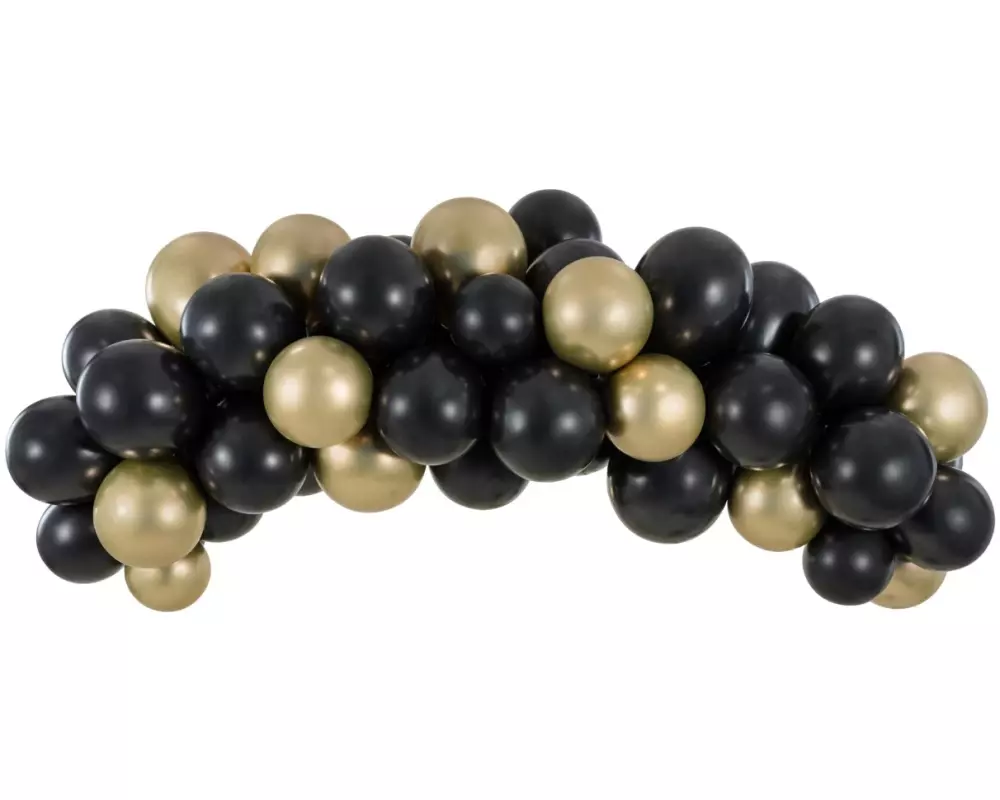 Partydeco Luftballon Girlande Schwarz-Gold 2 m, 60 Ballons