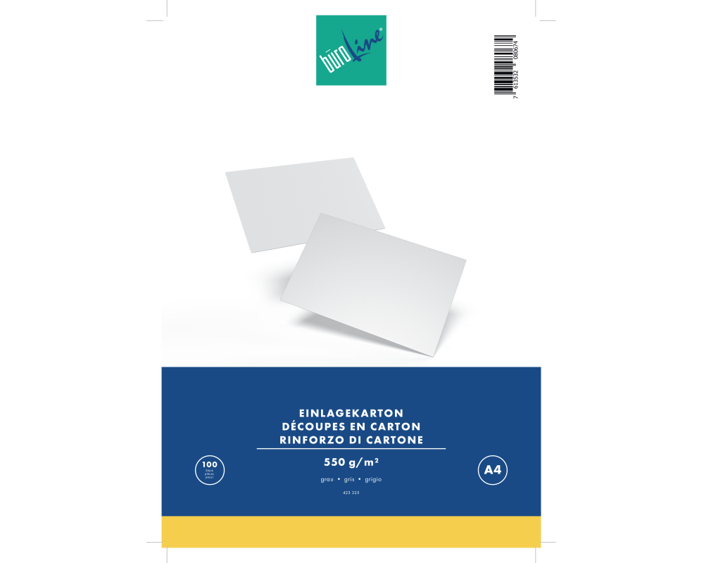 BÜROLINE Einlagekarton für A4 88365752 500g, grau 100 Stück