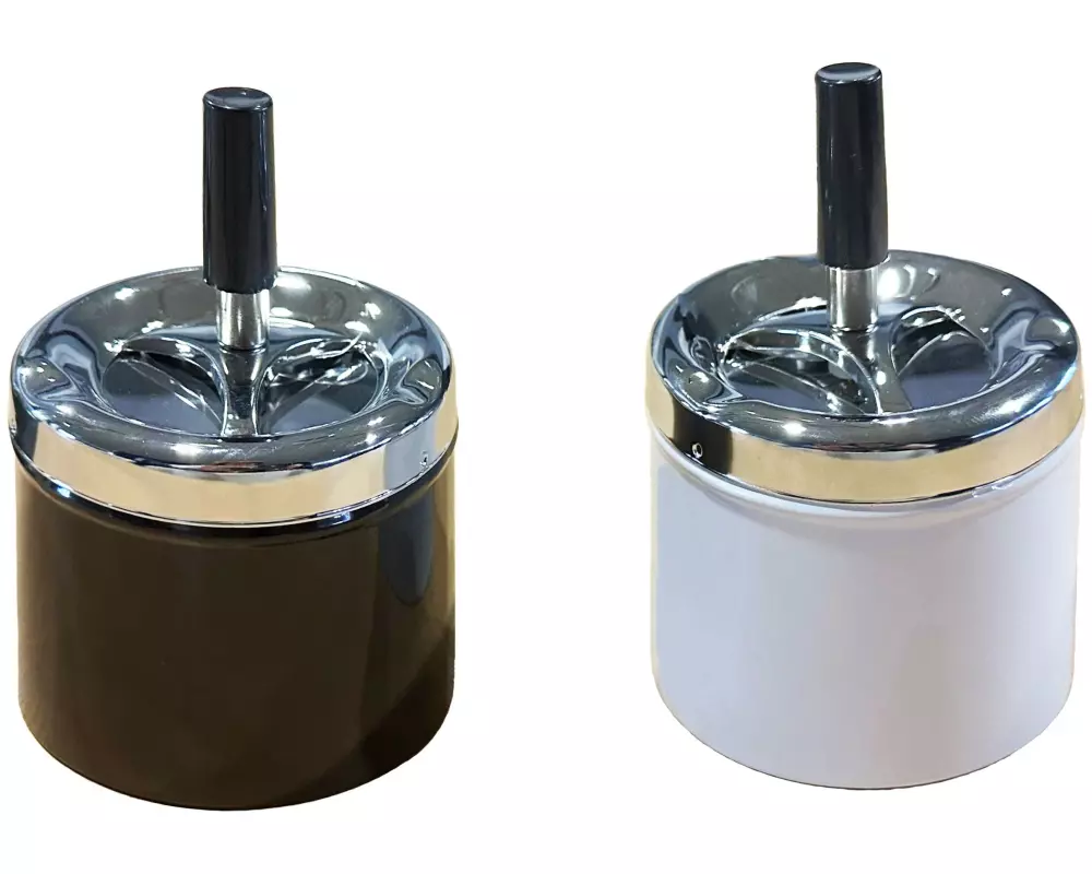 Dameco Aschenbecher mit Schleuderdeckel 2er Set Schwarz/Weiss