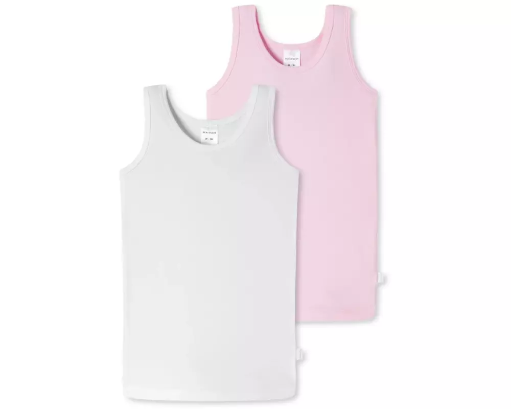 SCHIESSER Unterhemd Mädchen 2er Set Weiss/Rosa, Gr. 140