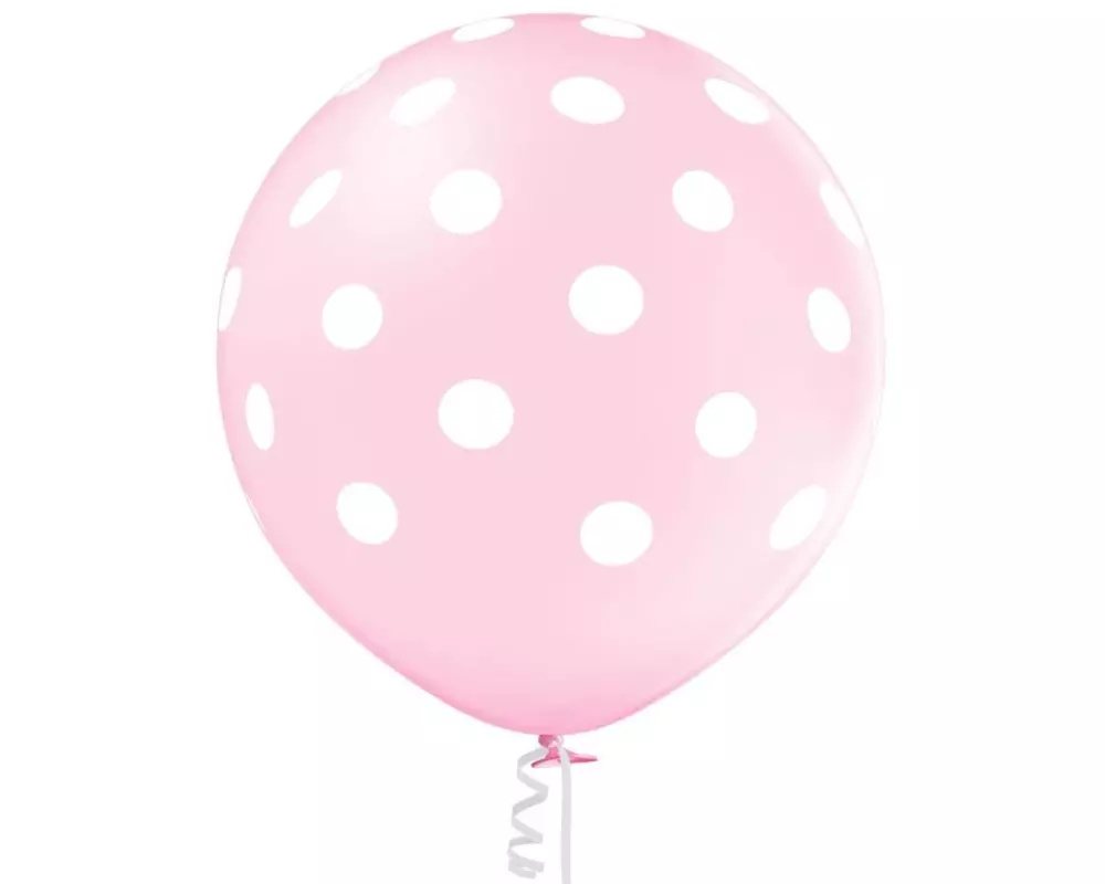 Belbal Luftballon Polka Dots Hellrosa/Weiss, Ø 60 cm, 2 Stück