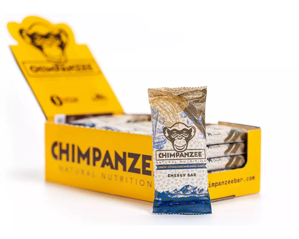 Chimpanzee Energy Bar, Box Dunkle Schokolade/Meersalz, 20 x 55 g