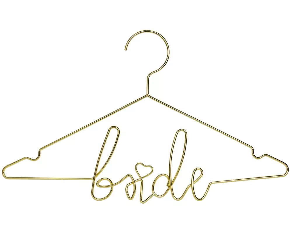 Partydeco Hochzeitsaccessoire Kleiderbügel Bride 45 x 27 cm, Gold