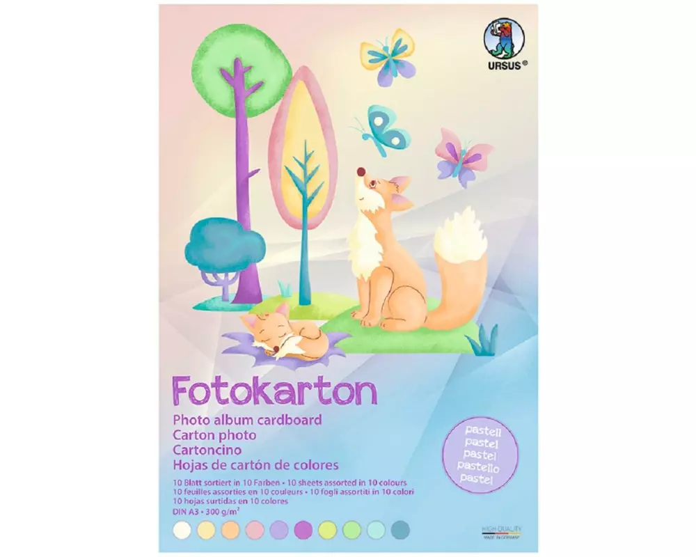 URSUS Fotokarton A3, 300 g/m², 10 Blatt, 10 Farben