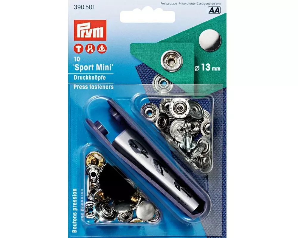 Prym Druckknöpfe Sport Mini Silber, 13 mm, 10 Stück