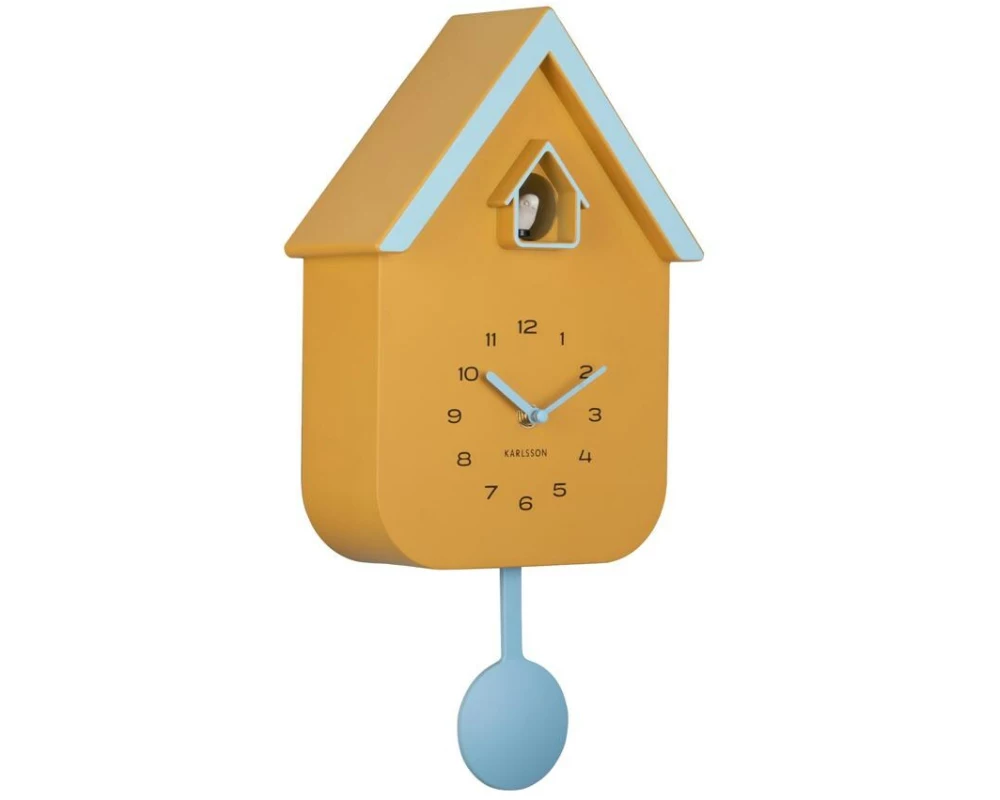 KARLSSON Wanduhr Dupla Color Cuckoo Mango and Soft Blue