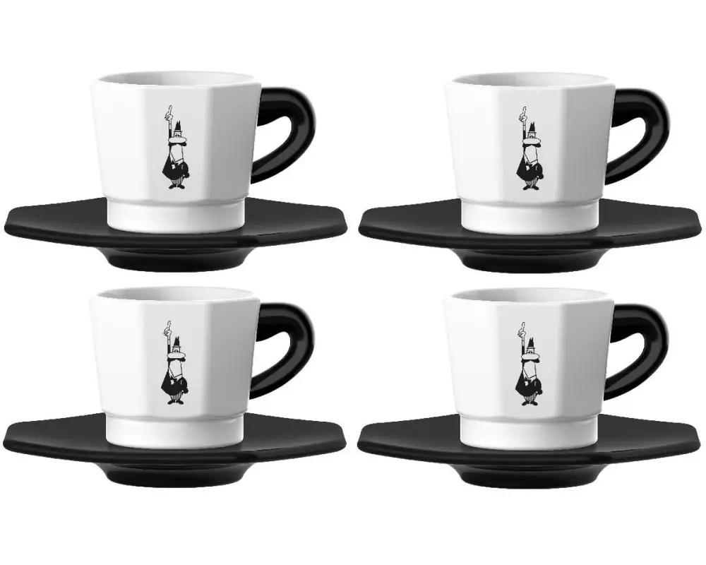 Bialetti Espressotasse 80 ml, 4 Stück, Schwarz/Weiss