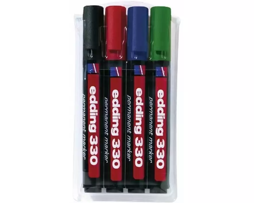 edding Permanent-Marker 330 E-4 Assort. Schwarz, Rot, Blau, Grün