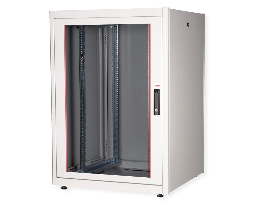 ROLINE 19-Zoll Netzwerkschrank Basic 22 HE, 800x800 BxT Glastür grau