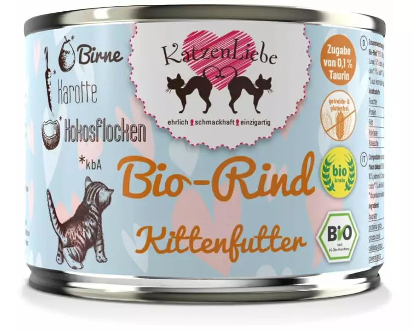KatzenLiebe Nassfutter Kitten Bio-Rind mit Bio-Karotte, 200 g