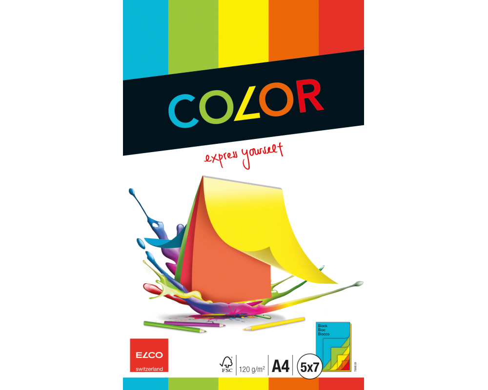 ELCO Zeichenpapier A4 74640.00 120g, farbig 35 Blatt
