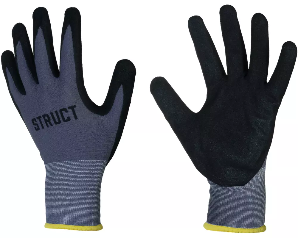 STRUCT Arbeitshandschuh Nylon, M, Grau/Schwarz, 1 Stück