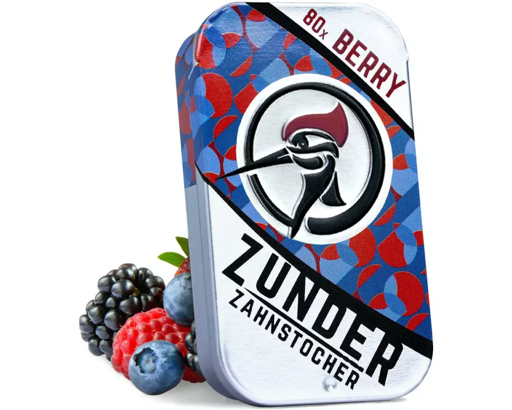 Zunder Zahnstocher Zahnstocher Berry in der Zunder Schiebedose 80 Stück