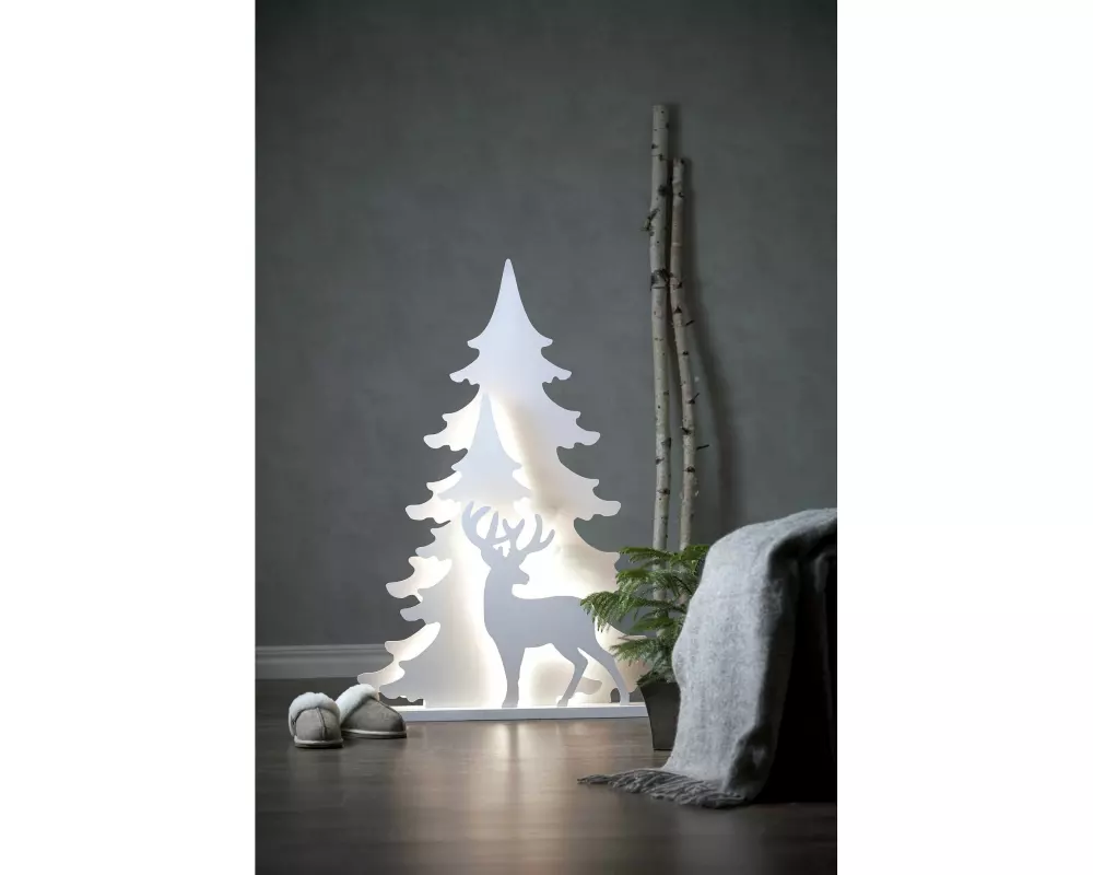 Star Trading Tischdeko Grandy, 110 cm, 56 LED, Holz, Weiss