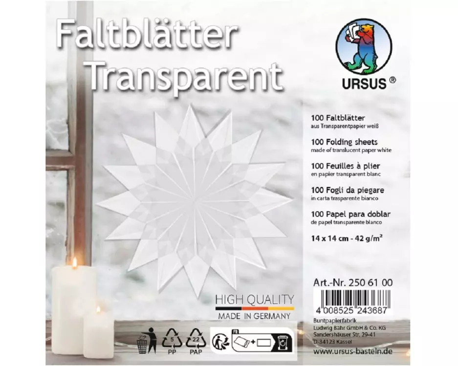 URSUS Faltblätter Origami 14 x 14 cm, 42 g/m², 100 Blatt