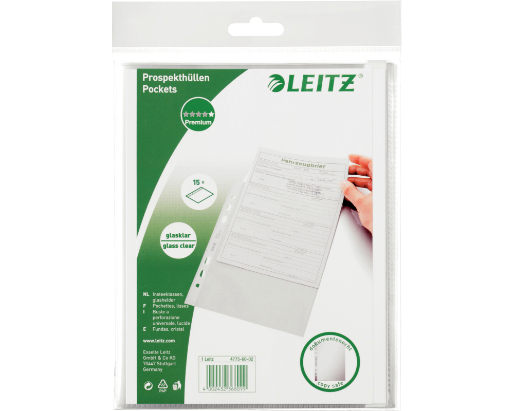 LEITZ Zeigetasche PP A5 47756002 glasklar 15 Stück