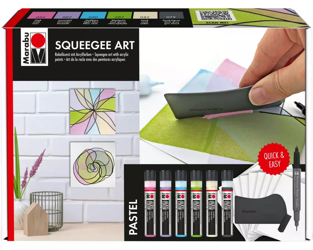 Marabu Acrylfarbe Squeegee Art Acryl Set Pastell 6 x 25 ml