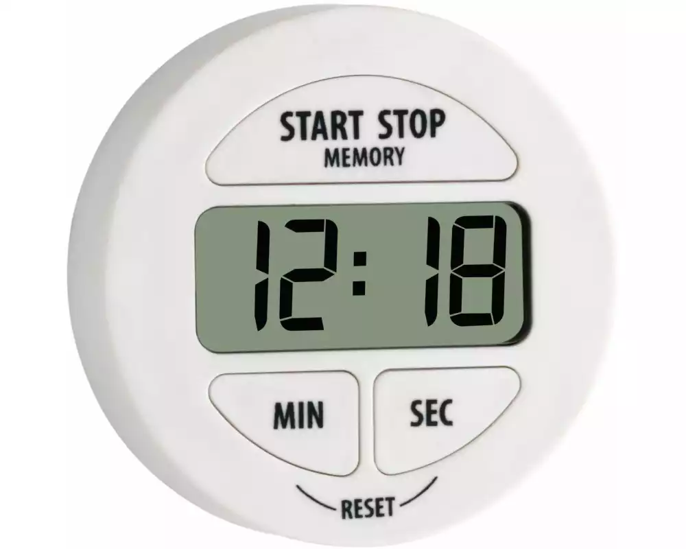 TFA Dostmann Timer Digital mit Stoppuhr, Weiss