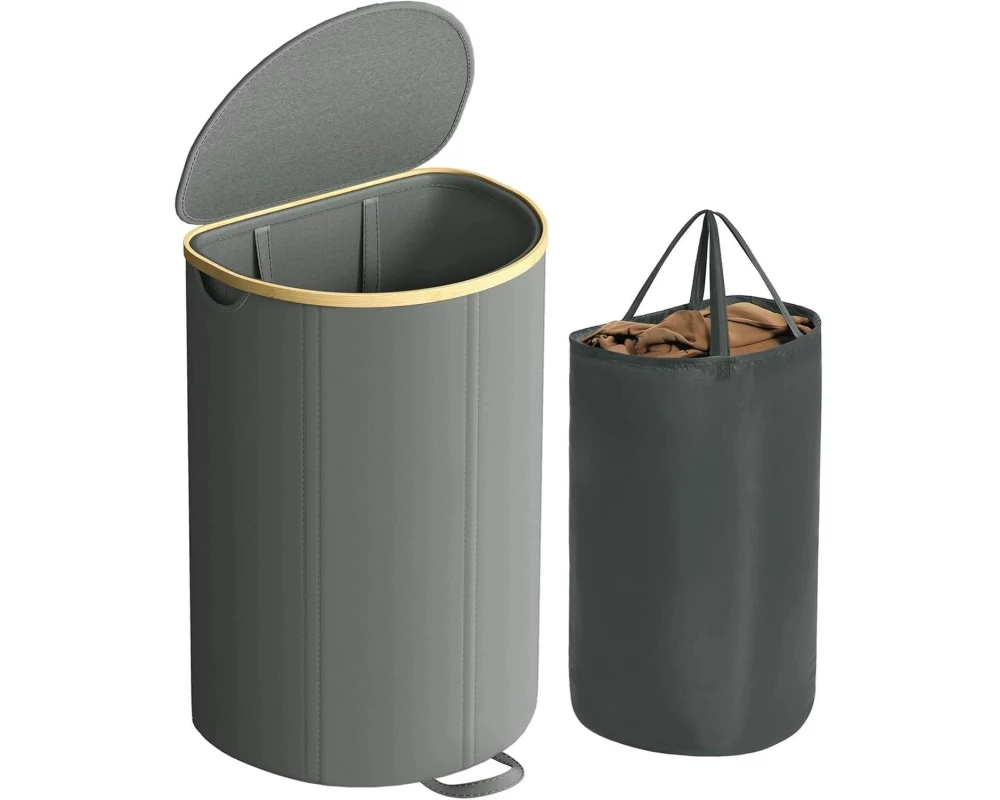 Songmics Wäschekorb 90 l, Grau