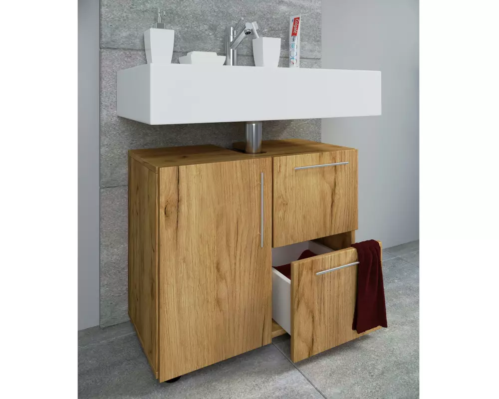 VCM Waschbeckenunterschrank Flandu 61 x 51 cm, Honig/Eiche