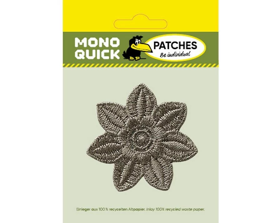 Mono-Quick Applikation Blume, Grau | Mono-Quick 1 Stück