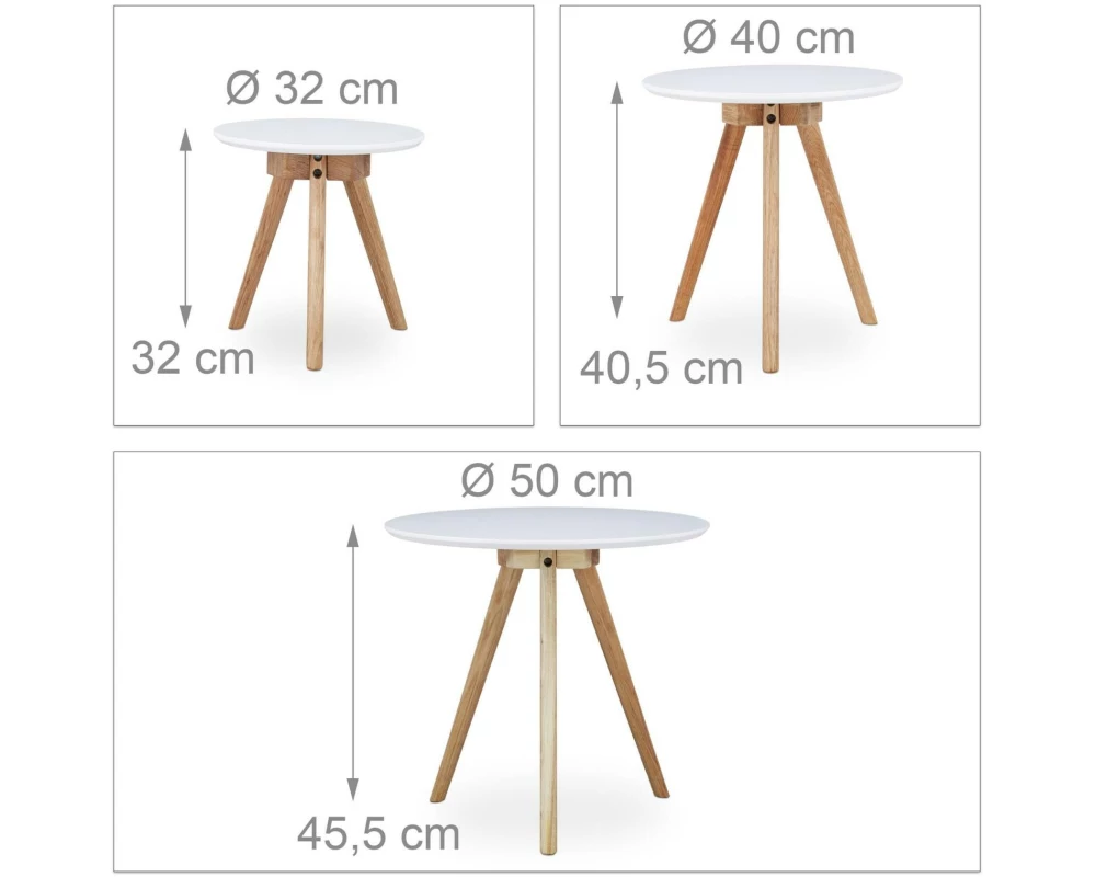 relaxdays Couchtisch 3er Set, Braun/Weiss