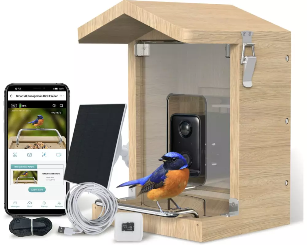 Sanilu Vogelfutterhaus mit Kamera mit Solarpanel