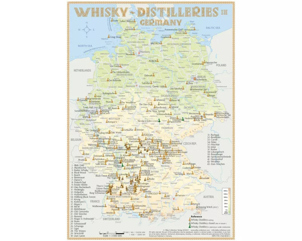 Whisky Distilleries Germany-Austria-Switzerland - Tasting Map