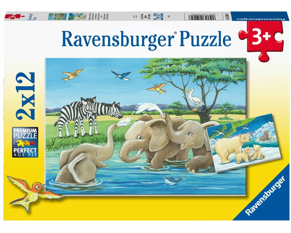 Kinderpuzzle 2x12 Teile - Tierkinder aus aller Welt