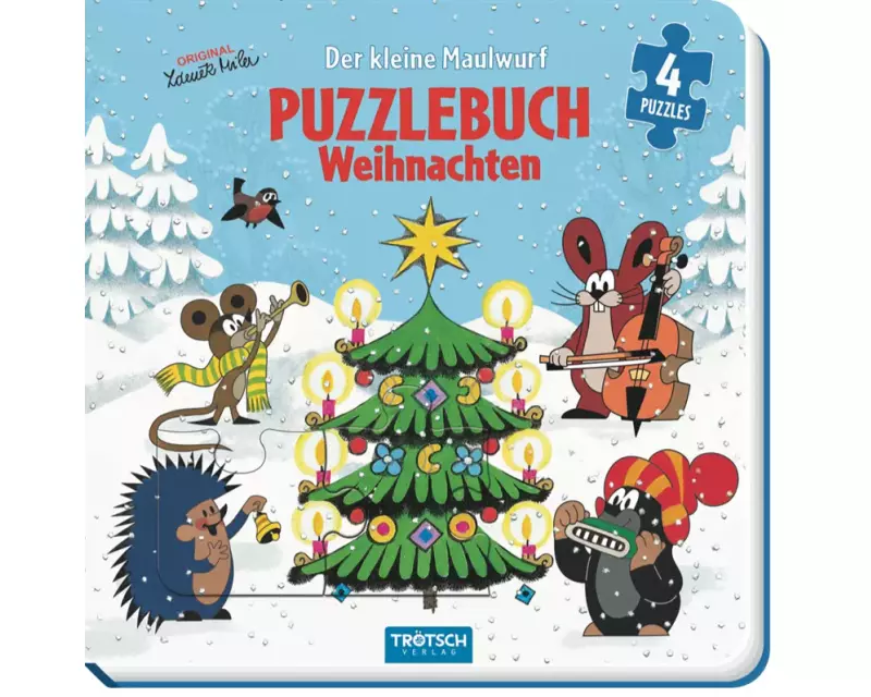 Trötsch Der kleine Maulwurf Puzzlebuch mit 4 Puzzle Weihnachten