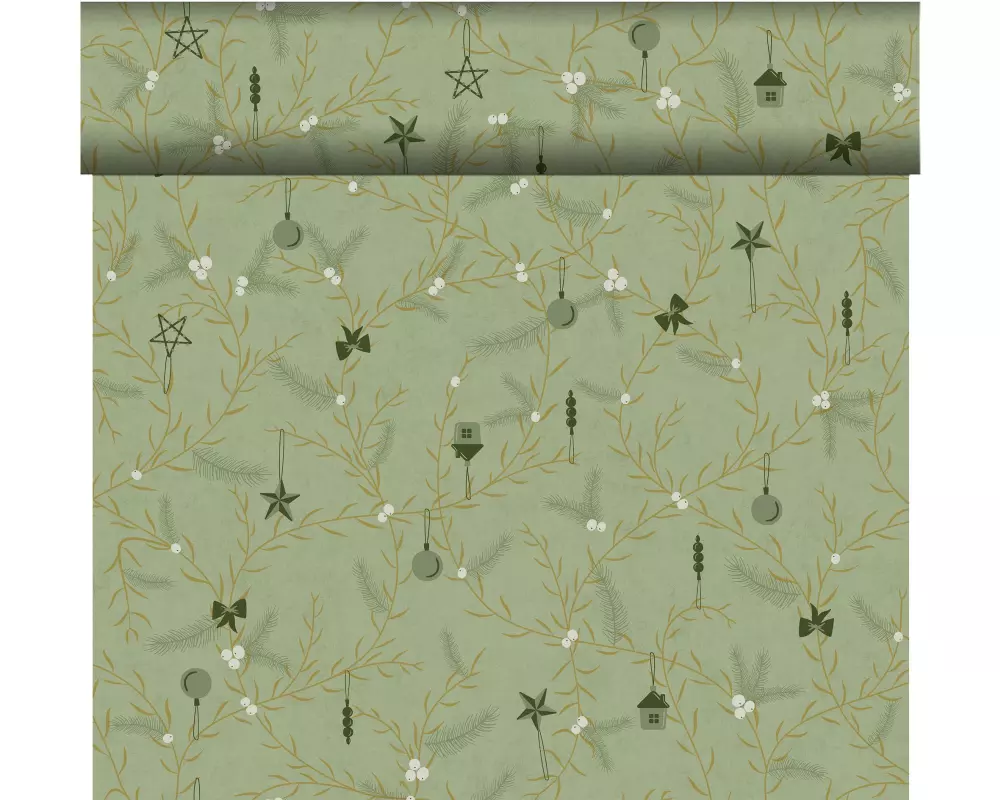 Duni Tischläufer Tête-à-Tête, 0.4 x 24 m, Noel Pistachio, 1 Stück