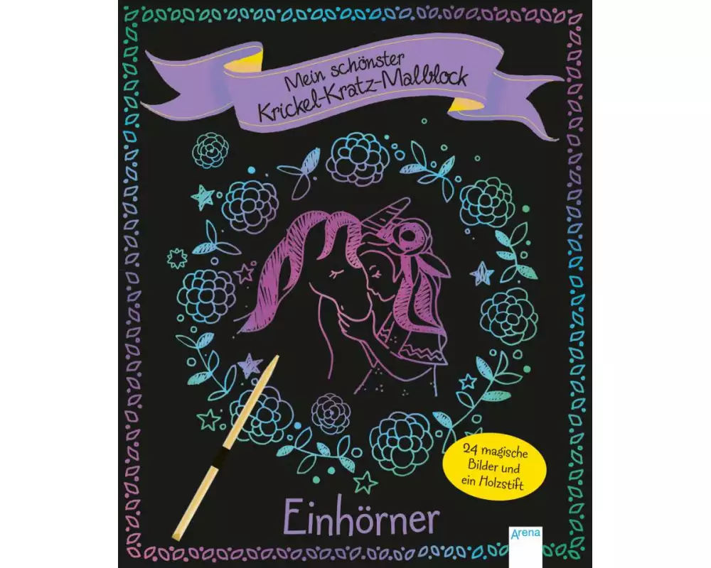 Mein schönster Krickel-Kratz-Malblock. Einhörner