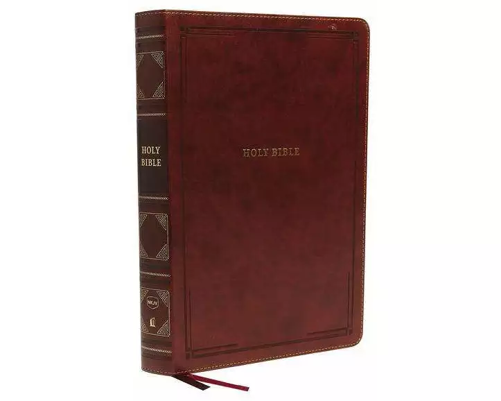 NKJV Holy Bible, Super Giant Print Reference Bible, Brown Leathersoft, 43,000 Cross references, Red Letter, Comfort Print: New King James Version