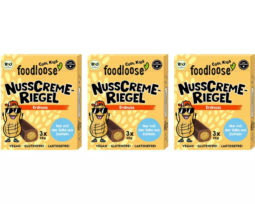 foodloose Nusscreme-Riegel Erdnuss 3 x 28 g