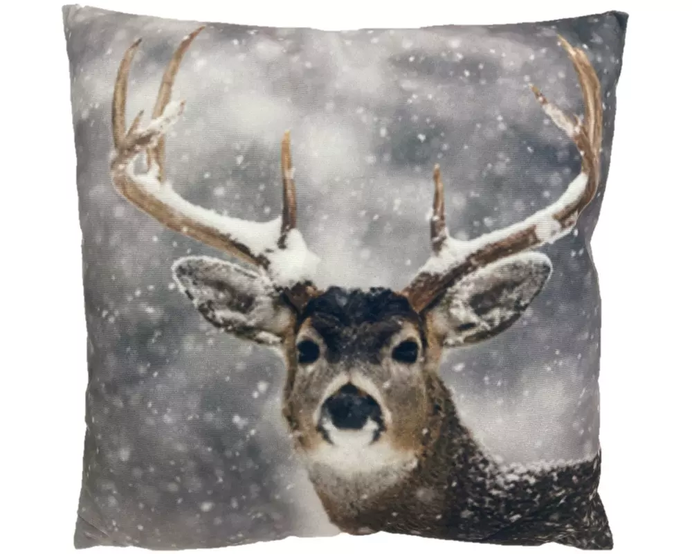 Dameco Kissen gefüllt Hirsch 40 x 40 cm, Braun/Grau