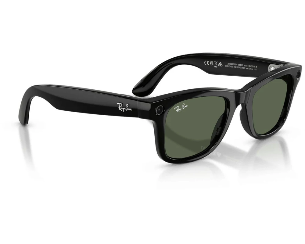 Ray-Ban META AI SUN WAYFARER Shiny Black Grün Vollrand