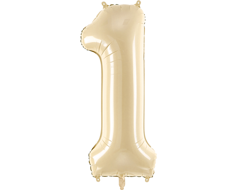 PARTYDECO Folienballon Ziffer 1 72cm FB230P-1-013 beige