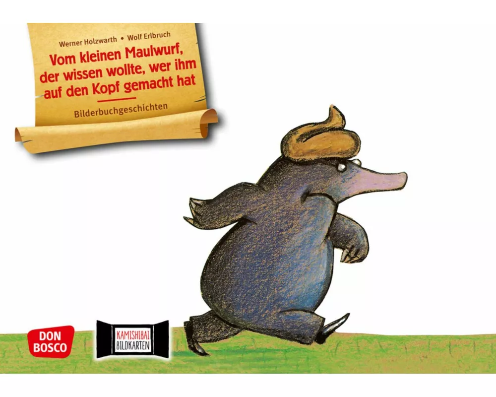Vom kleinen Maulwurf, der wissen wollte, wer ihm auf den Kopf gemacht hat. Kamishibai Bildkartenset