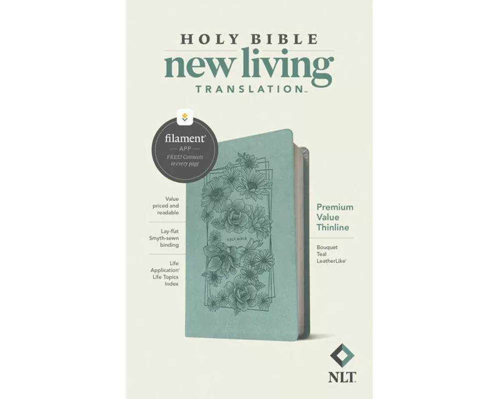 NLT Premium Value Thinline Bible, Filament Enabled (Leatherlike, Bouquet Teal)