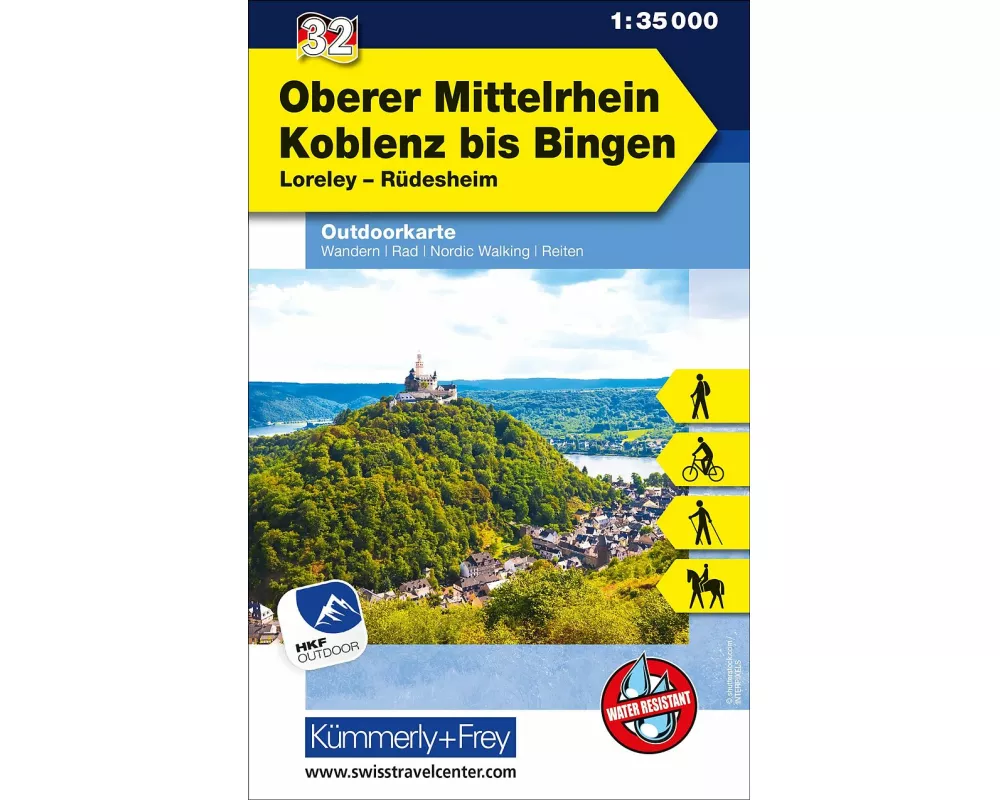Kümmerly+Frey Outdoorkarte Deutschland 32 Oberer Mittelrhein, Koblenz bis Bingen 1:35.000